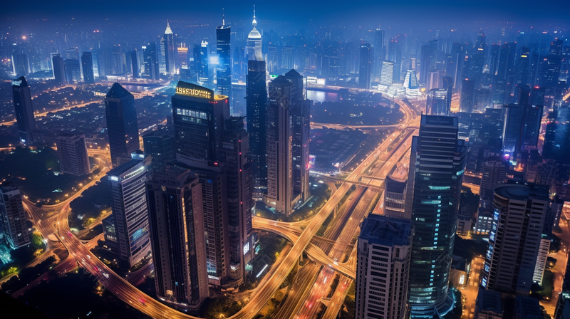 蓝色现代都市航拍城市夜景实拍,高清,摄影图,摄影图片,图片大全,摄影图免费下载